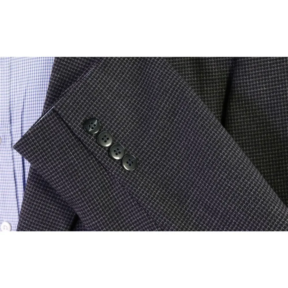 Samuelsohn Gray Black Knit Woven Italian Wool 2-Btn Sportcoat Blazer 48L
